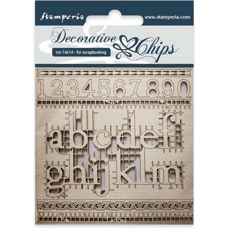 Stamperia Decorative Chips Alphabet and Numbers (SCB24)
