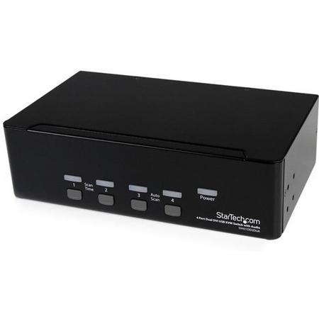 StarTech.com 4-poort Dual DVI USB KVM-switch met Audio en USB 2.0-hub