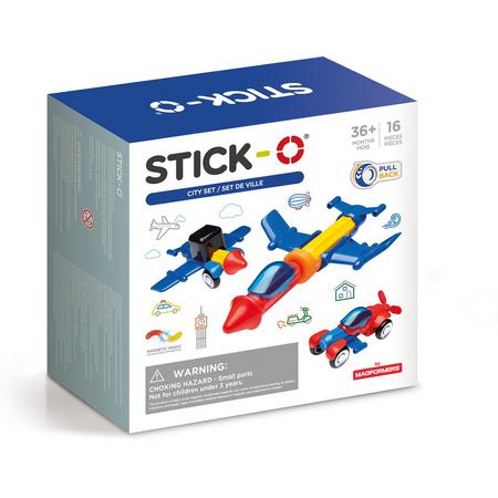 Stick-O City Set - Magnetisch bouwspeelgoed - 16 onderdelen