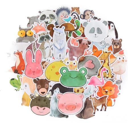 Sticker set voor laptop of andere voorwerpen - Stickerset van 50 stuks - Cartoon diertjes - Voor dieren liefhebbers