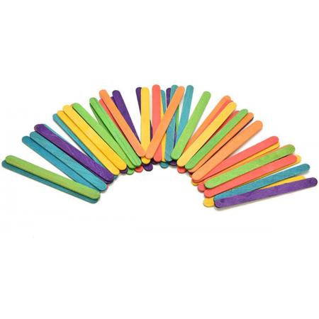 Stokjes voor waterijsjes – Kan ook gebruikt worden om mee te knutselen – Verschillende kleuren – Set van 50 stuks