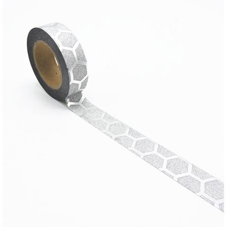 Washi Tape Metallic Bijenkorf Glitter Zilverkleurig 10m.