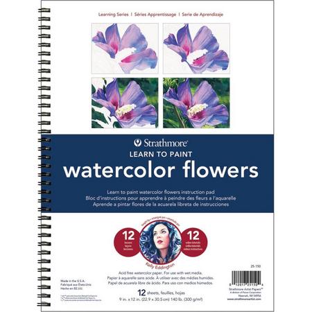 Strathmore - Learn to paint - Watercolor Flowers - 300g/mg2 papier - 23x30cm