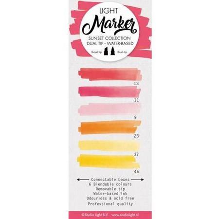 Sunset - Box 6 water based dual tip markers bright