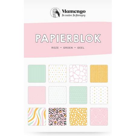 Papierblok - Hobbykarton - Roze - Mintgroen - Geel - A5