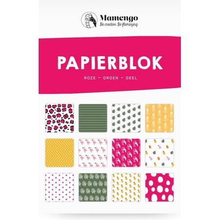 Papierblok - Hobbykarton - Zomer - Roze - Groen - Geel - A5