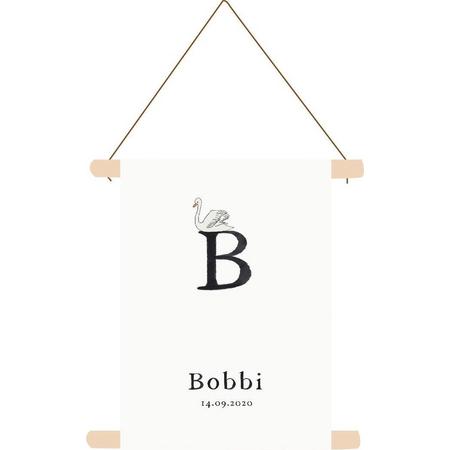 Textielposter letter B met naam
