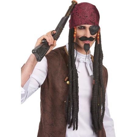 STYLER - Lange piraten pruik met hoofddoekje voor volwassenen - Pruiken