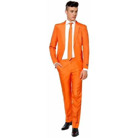 Heren pak oranje met stropdas - oranje supporter verkleedpak L (52-54)