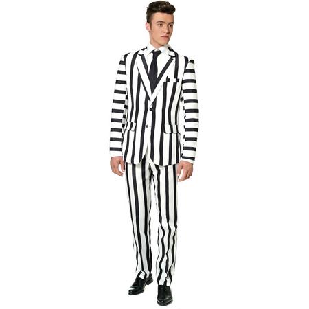 Suitmeister - Striped Black White - Carnavalspak Heren - Maat 2XL