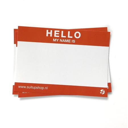 Hello My Name is Stickers - 50 stuks oranje witte stickers
