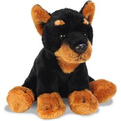Pluche bruin met zwarte doberman knuffel 13 cm - Dobermannen honden knuffels - Speelgoed voor kinderen