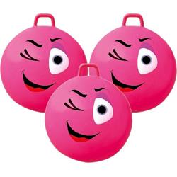 3x stuks roze skippybal smiley voor kinderen 65 cm - buiten speelgoed