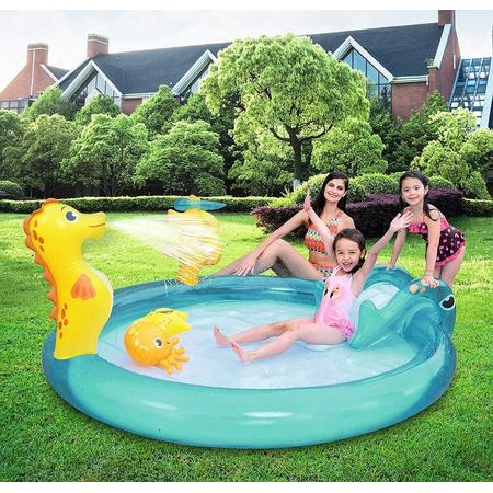 Sunclub sea animal play pool - Kinder zwembad - Zeedieren badje - Kinderbad met glijbaan - bad met sproeier
