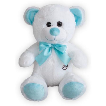 Sunkid - Teddybeer met ledlampjes - 30 cm - Licht gevende beer - Wit-Blauw