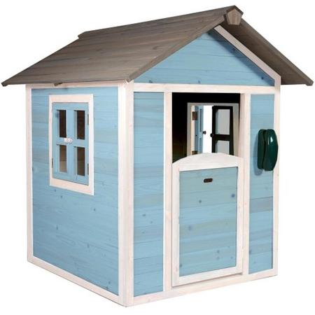Sunny Lodge Speelhuis (Caribisch blauw) / Blauw, wit / FSC 100% Ceder hout / Eenvoudig te openen ramen