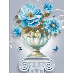 Diamond Painting Volwassenen - Blauwe bloem - fotoformaat 40x50cm - Volledige dekking - Ronde steentjes - Bloemen