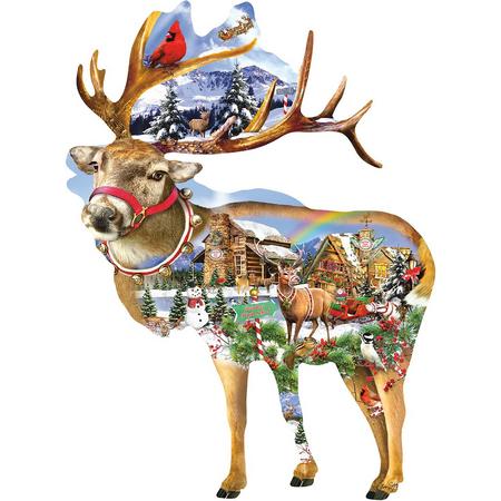 Legpuzzel - Contourpuzzel - 800 stukjes -Rendier - Reindeer Training Kerstmis - SunsOut Puzzel