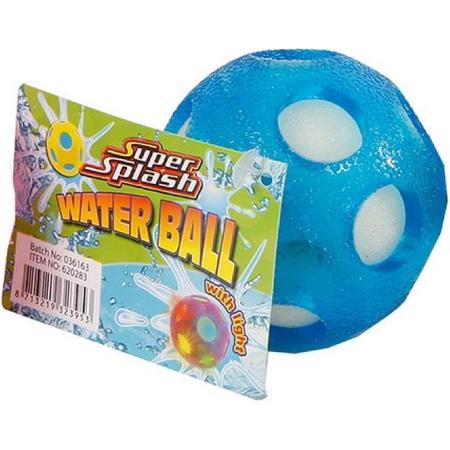 Super Splash Waterbal Met Licht Junior 6,5 Cm Spons Blauw