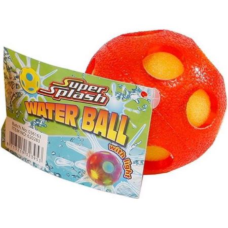 Super Splash Waterbal Met Licht Junior 6,5 Cm Spons Oranje
