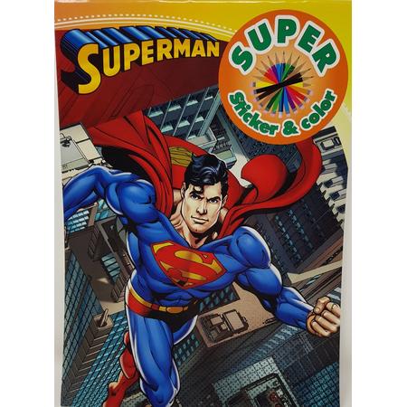 SUPERMAN - SUPER - Kleurboek met stickers - Sticker&color - Superheld