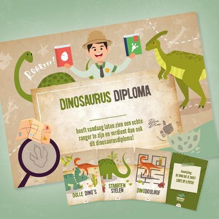 Dinsosaurus speurtocht pakket voor 10 kinderen leeftijd 7 tot 9 jaar