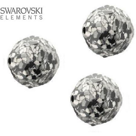 Swarovski kristal, ronde facetkralen 10mm (5000) ceramics zwart/wit. Verkocht per 12 stuks