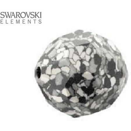 Swarovski kristal, ronde facetkralen 8mm (5000) ceramics zwart/wit. Verkocht per 12 kralen