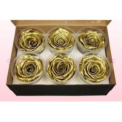 Echte rozen - Kleur Metallic  goud Maat XL, 6 rozen - 100% natuurlijk