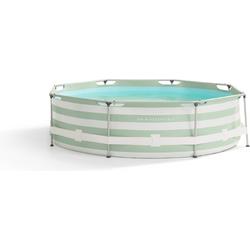 Swim Essentials Frame zwembad rond 305x76 cm Groen Wit gestreept