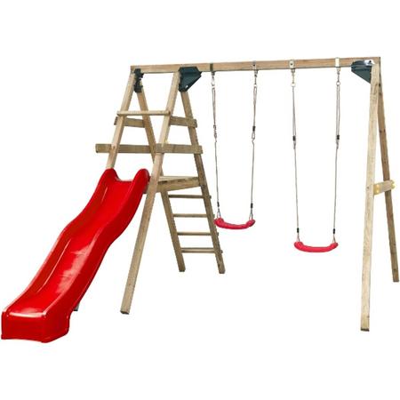 Swing King speeltoestel hout met glijbaan Celina 330cm - rood