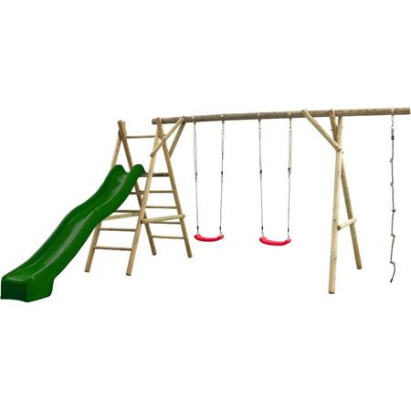 Swing King speeltoestel hout met glijbaan Noortje 450cm - groen