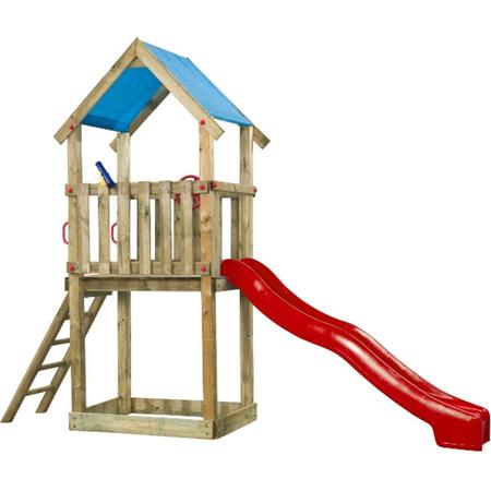 Swing King speeltoren hout met glijbaan Lizzy 390cm - rood