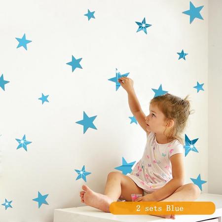 TDR - Muur stickers - Ster patroon - 3d spiegel effect - Waterdicht  - Blauw