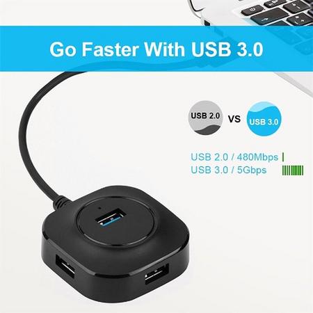 Multi USB Hub-3.0-Micro-USB-Splitter-4- USB -Poorten -High Speed -Hub Mini adapter- Alles In Een Draagbare Hub-zwart