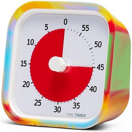 Time Timer Original MOD Tie Dye - Visuele Countdown Timer - Tijdklok - Tijdmanagement Tool - School, Thuis, Kantoor - Optioneel Alarm - Geen Luid Getik