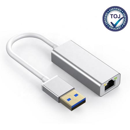 USB 3.0 naar Ethernet Adapter RJ45 1000Mbps - USB Hub - Zilver