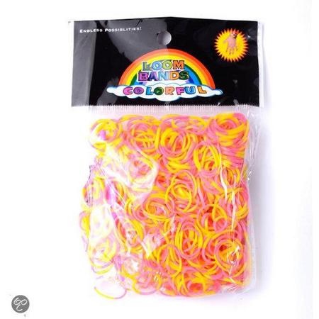 Tie Dye Multicolor Loom Bands Roze - Geel 200x