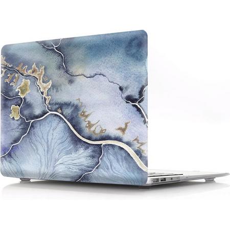 Tablet2you - Apple MacBook Air - hard case - hoes - Licht blauw - goud - A1932 - A2179 - 2018 - 2020 - 13.3