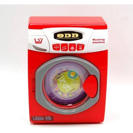 Speelgoedwasmachine - Tachan - Wasmachine voor Kinderen - Rood - Inclusief Batterijen
