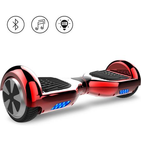 Tailwind Self Balancing Smart Hoverboard Balance Scooter 6.5 inch/ Bluetooth-speakers / LED Verlichting /speciaal ontwerp - Rood Chroom