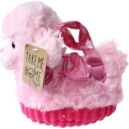Take Me Home Knuffel Hond In Tas Junior 18 Cm Pluche Roze/wit