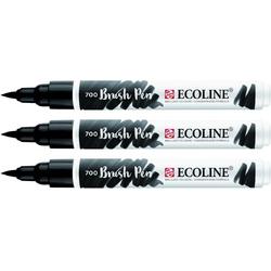 3x Ecoline Brush Pen 700 zwart