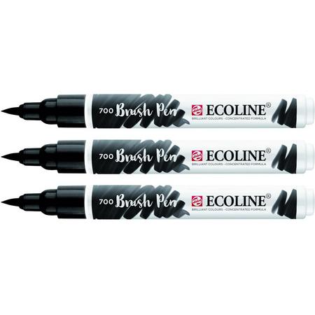 3x Ecoline Brush Pen 700 zwart