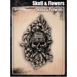 Wisers Airbrush TattooPro Stencil – Skull & Flowers