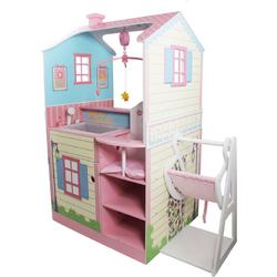 Groot wit houten poppenhuis & -meubilair 45 cm Teamson Kids TD-11460A