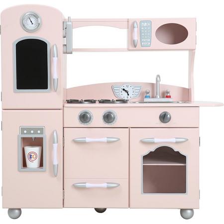 Roze houten speelgoedkeuken koelkast, diepvries, oven Teamson Kids TD-11414P