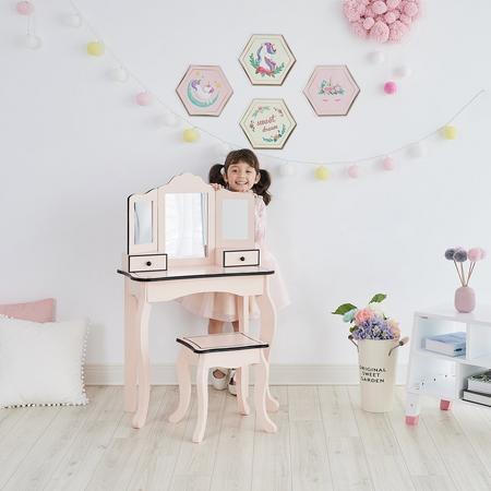 Teamson Kids - Little Lady Gisele make-uptafel met stoeltje roze/zwart TD-13028P