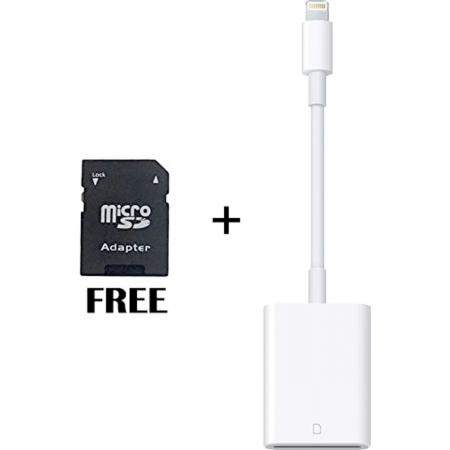 Lightning naar SD kaartlezer cardreader voor iPhone 5, 5s, 6, 6s, 7, 7 Plus, 8, 8 Plus, X & iPads – gratis micro sd-adapter