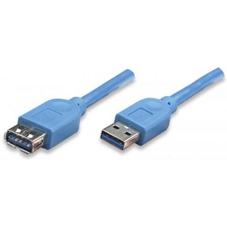Techly 1.0m USB 3.0 A M/F 1m USB A USB A Mannelijk Vrouwelijk Blauw USB-kabel